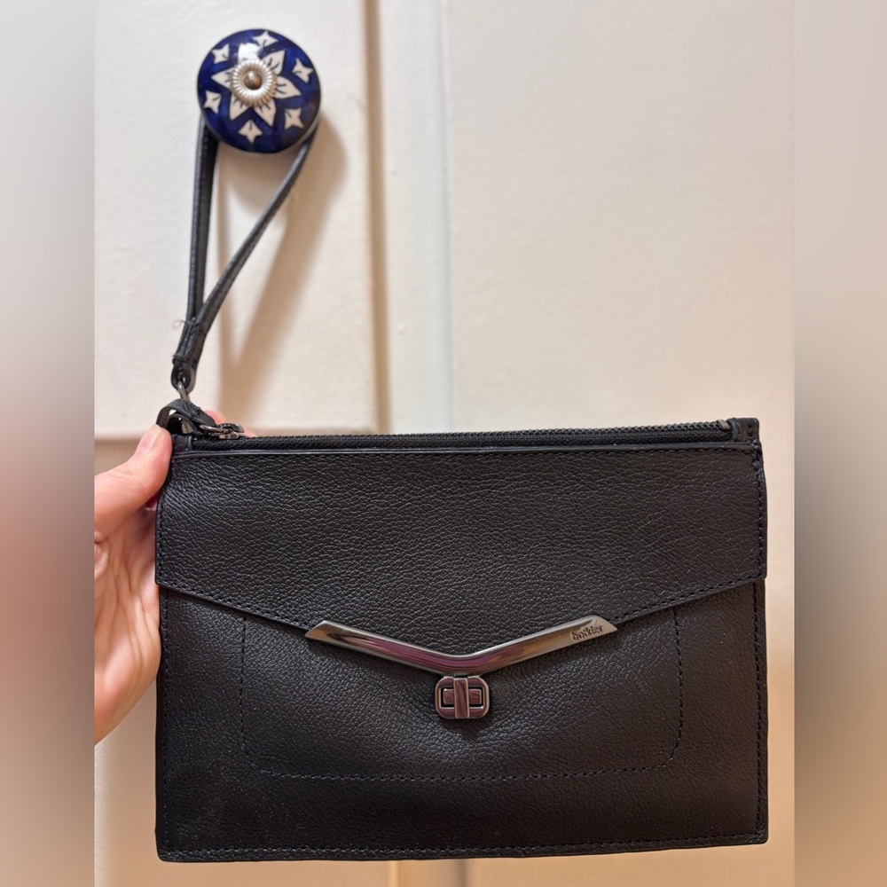 Botkier Black Leather Wristlet Clutch